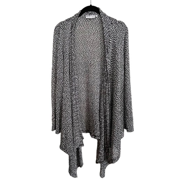 Habitat Black White Knit Open Front Cardigan Sleeve Shirt Woman's Size‎ XL - Picture 1 of 5